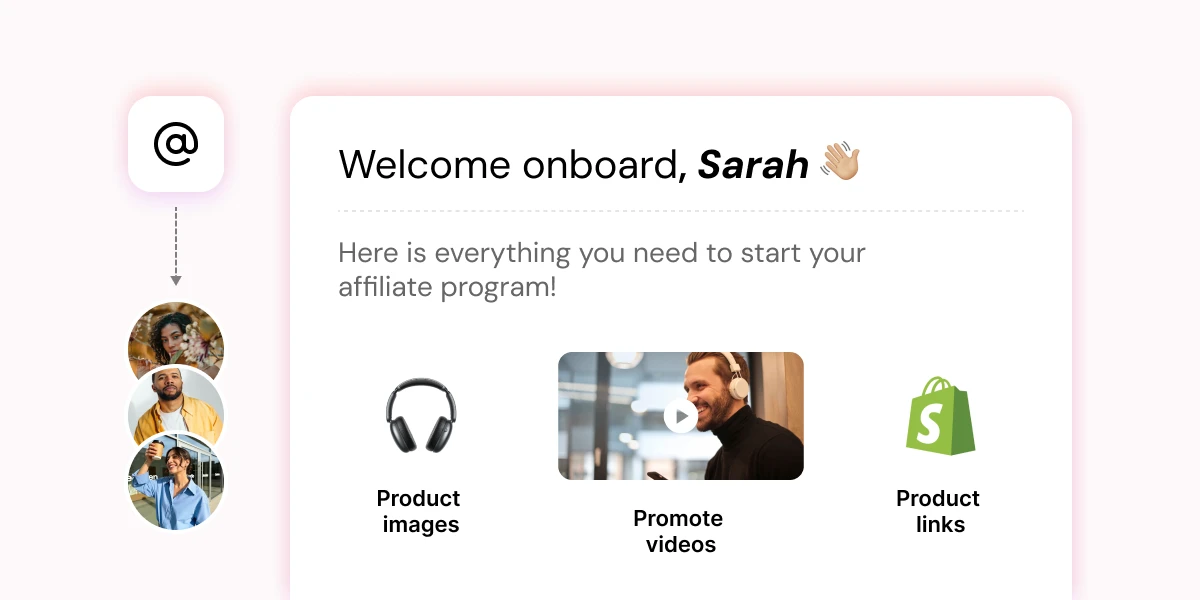 Automated affiliate welcome email with assets