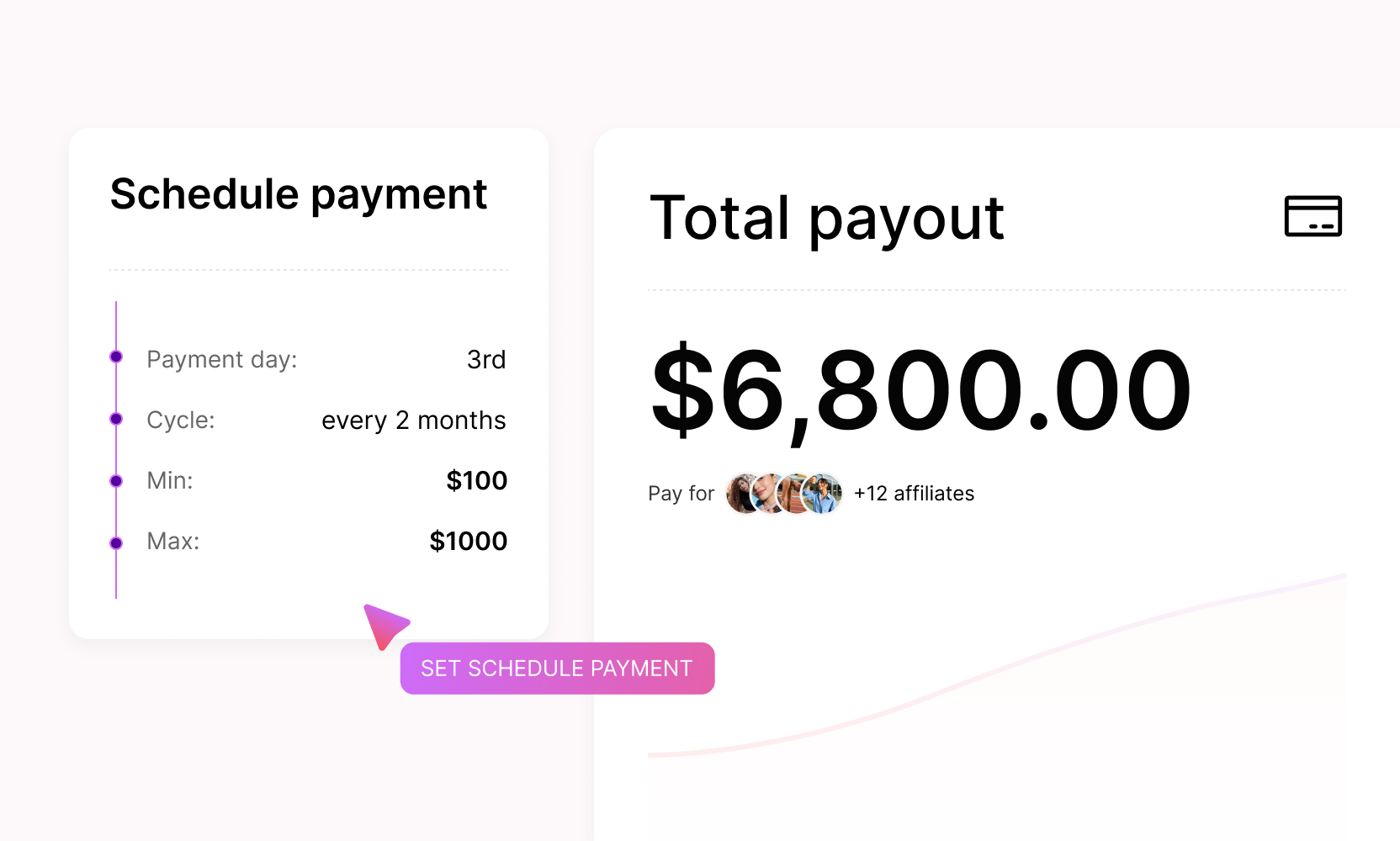 Scheduled affiliate payment settings in UpPromote