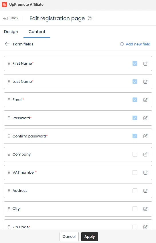 affiliate form