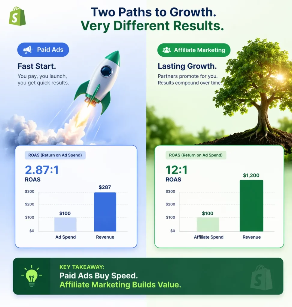 Affiliate Marketing vs Paid Ads for Shopify