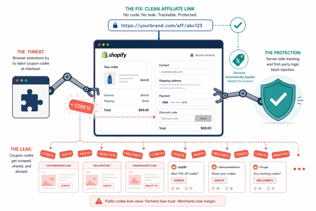 How to Set Up Affiliate Discount Codes Without Coupon Leaks on Shopify