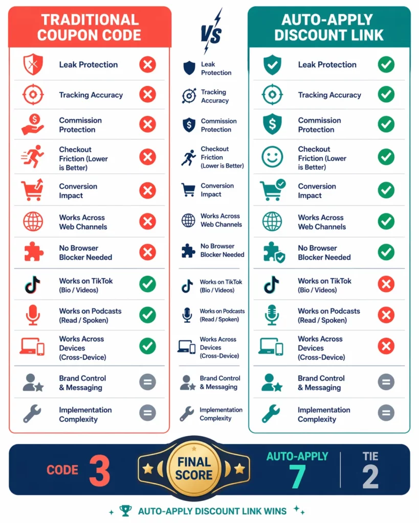 Why Auto-Apply Discount Links Beat Traditional Coupon Codes for Affiliates