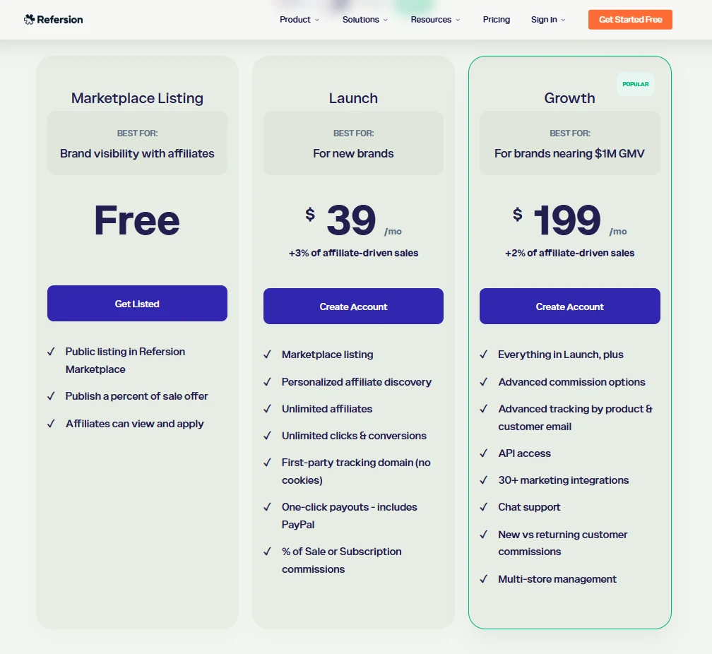 UpPromote vs. Refersion: Best Shopify Affiliate & Influencer Marketing App (2026) 15 Refersion pricing: free Marketplace listing, then Launch and Growth plans