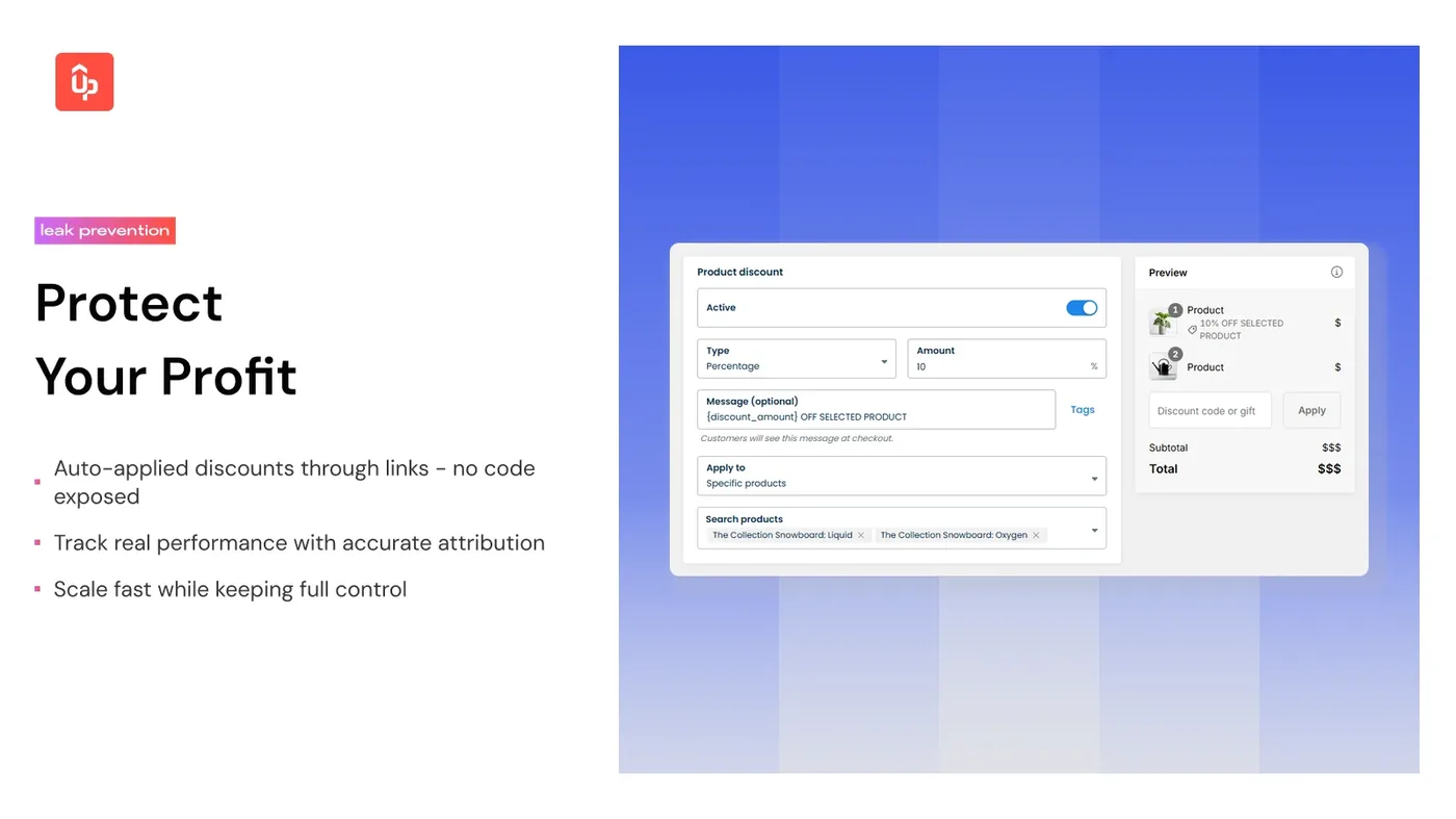 UpPromote Anti-Leak Discount links and fraud detection